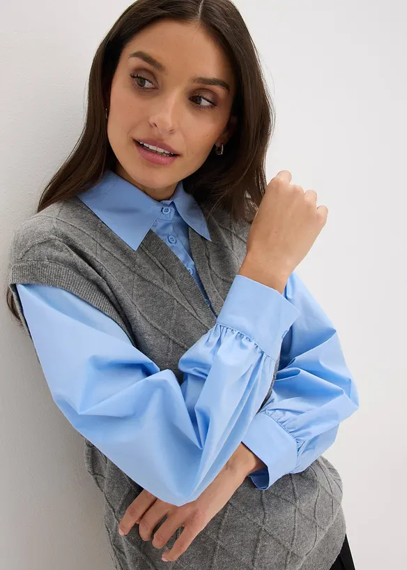 Svetr s halenkovou vsadkou, bonprix