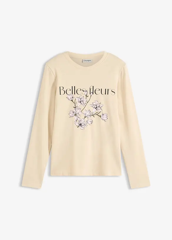 Triko s dlouh&yacute;m ruk&aacute;vem a organickou bavlnou, bonprix