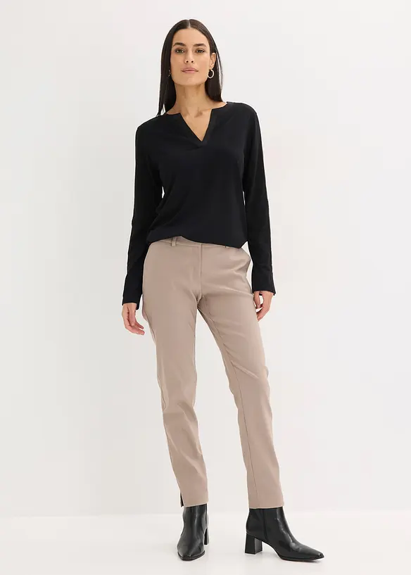 Triko s dlouh&yacute;m ruk&aacute;vem a rozparkem, bonprix