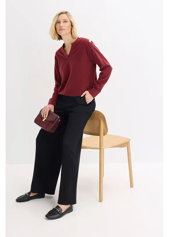 Pleten&yacute; svetr s ozdobn&yacute;mi knofl&iacute;ky, bonprix