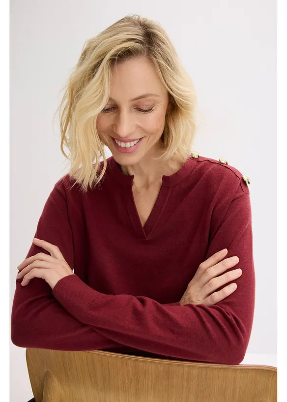 Pleten&yacute; svetr s ozdobn&yacute;mi knofl&iacute;ky, bonprix