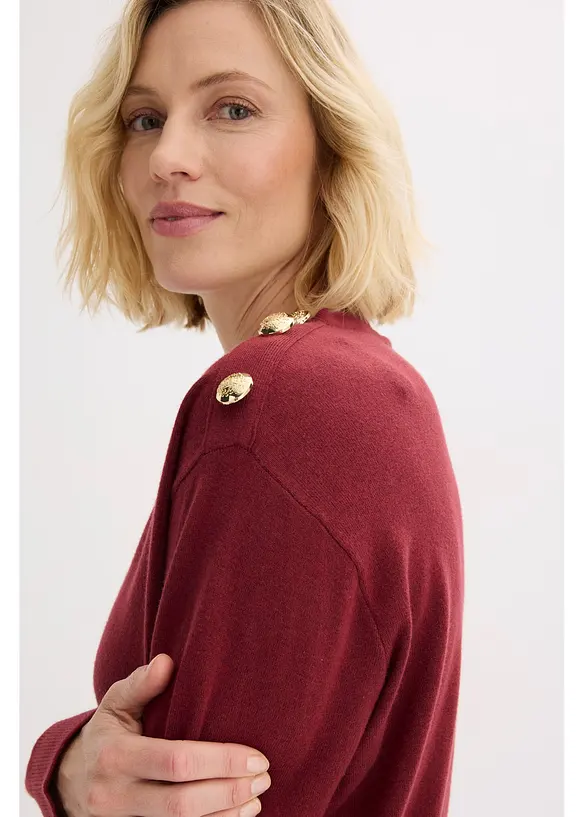 Pleten&yacute; svetr s ozdobn&yacute;mi knofl&iacute;ky, bonprix