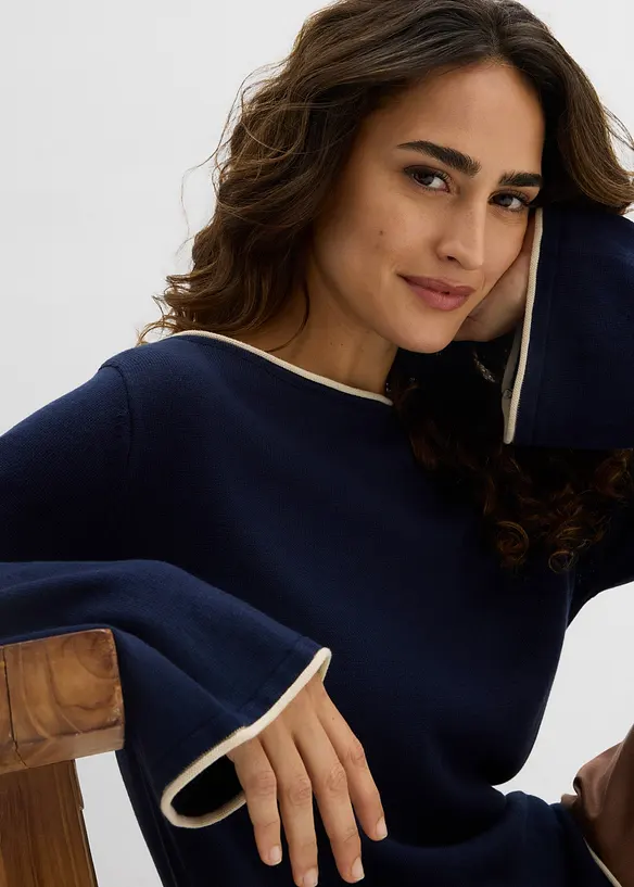 Svetr z jemn&eacute;ho &uacute;pletu z bavlněn&eacute; směsi, bonprix