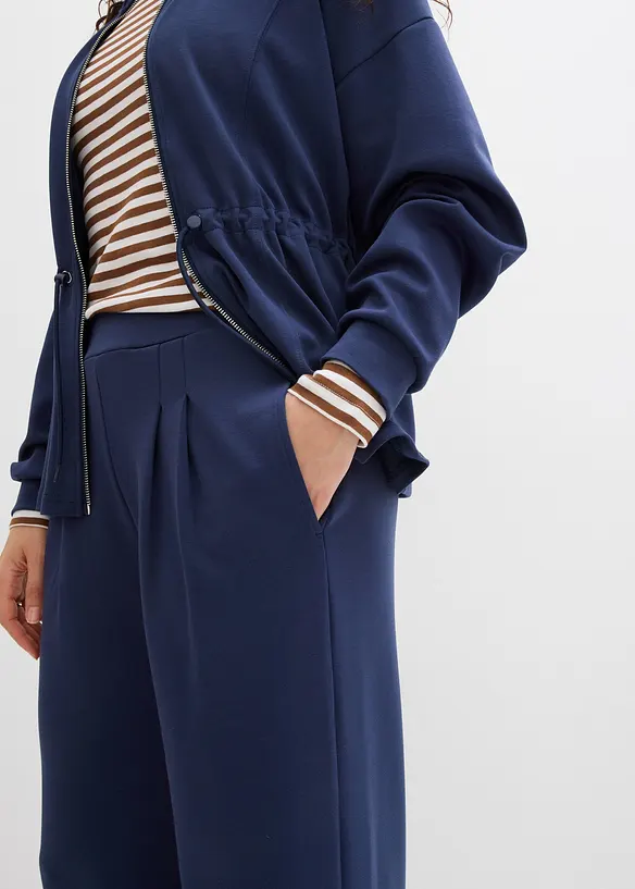 Žerzejov&eacute; kalhoty z materi&aacute;lu scuba se sklady v pase, bonprix