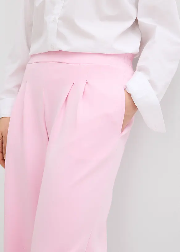 Žerzejov&eacute; kalhoty z materi&aacute;lu scuba se sklady v pase, bonprix