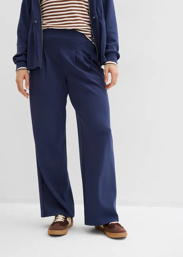 Žerzejov&eacute; kalhoty z materi&aacute;lu scuba se sklady v pase, bonprix