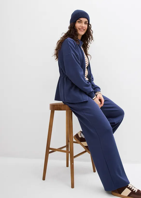 Žerzejov&eacute; kalhoty z materi&aacute;lu scuba se sklady v pase, bonprix