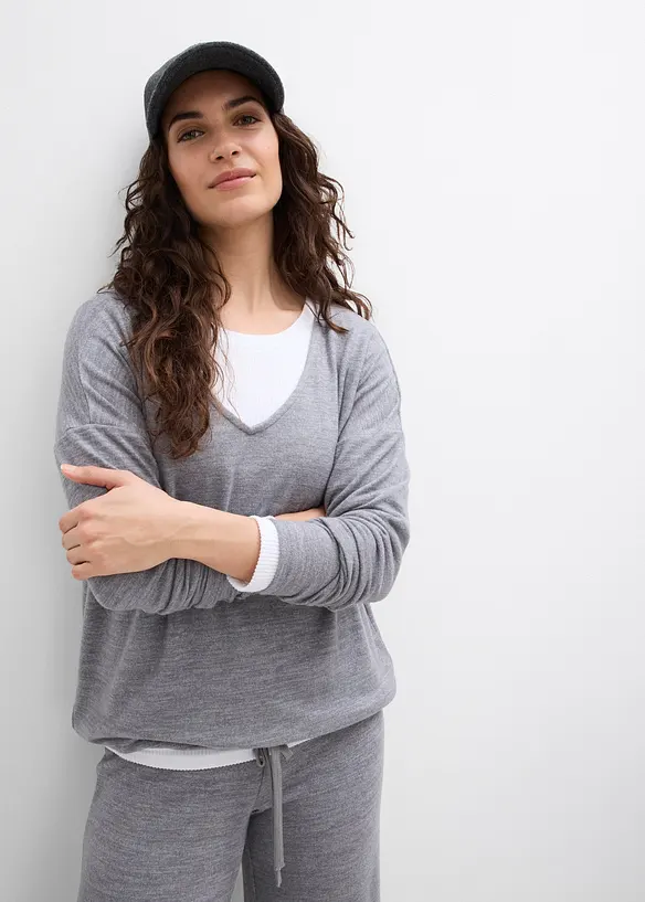 Oversized mikina s pleten&yacute;m vzhledem, bonprix