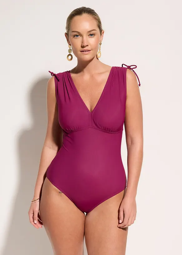 Stahovac&iacute; jednod&iacute;ln&eacute; plavky s lehk&yacute;m tvaruj&iacute;c&iacute;m efektem a &scaron;irok&yacute;mi ram&iacute;nky, bonprix