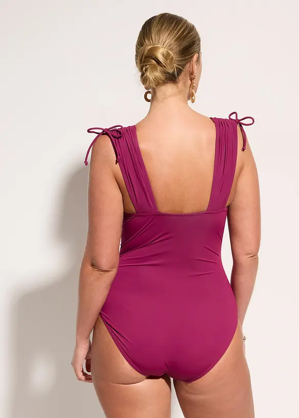 Stahovac&iacute; jednod&iacute;ln&eacute; plavky s lehk&yacute;m tvaruj&iacute;c&iacute;m efektem a &scaron;irok&yacute;mi ram&iacute;nky, bonprix