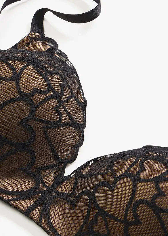 Vyztužen&aacute; podprsenka bez kostic, se srd&iacute;čkovou krajkou, bonprix