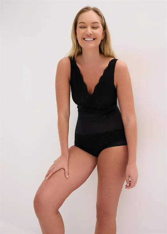 Stahovac&iacute; body s lehk&yacute;m tvaruj&iacute;c&iacute;m efektem a krajkou, bonprix