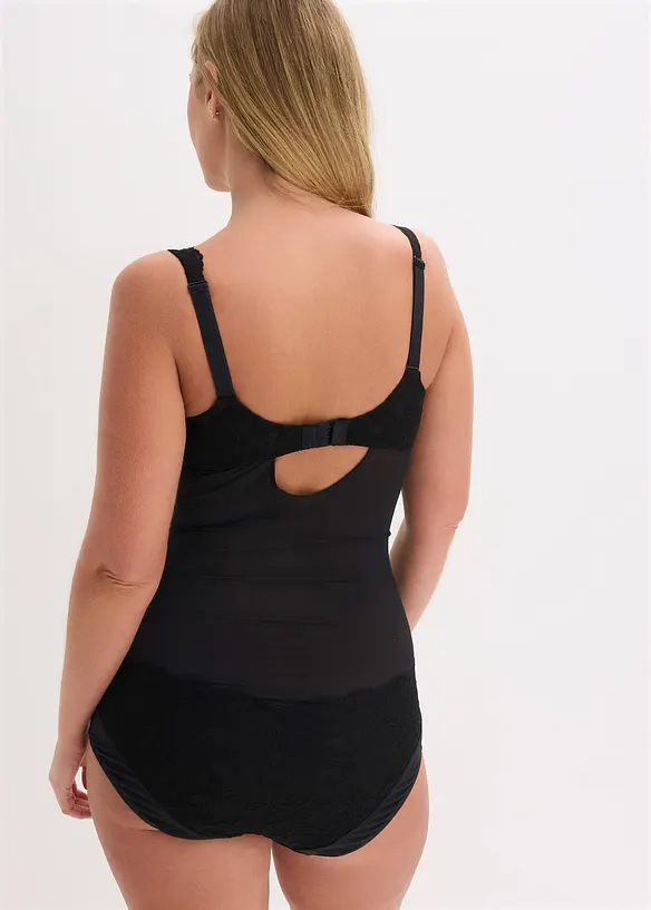 Stahovac&iacute; body s lehk&yacute;m tvaruj&iacute;c&iacute;m efektem a krajkou, bonprix