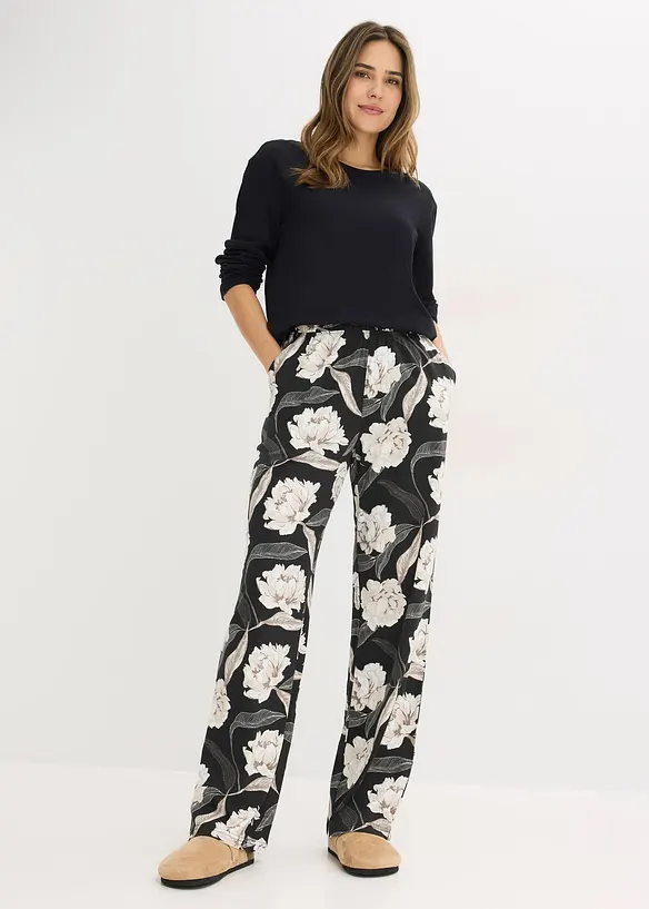 Pyžamo s visk&oacute;zou a &scaron;irok&yacute;mi nohavicemi, bonprix