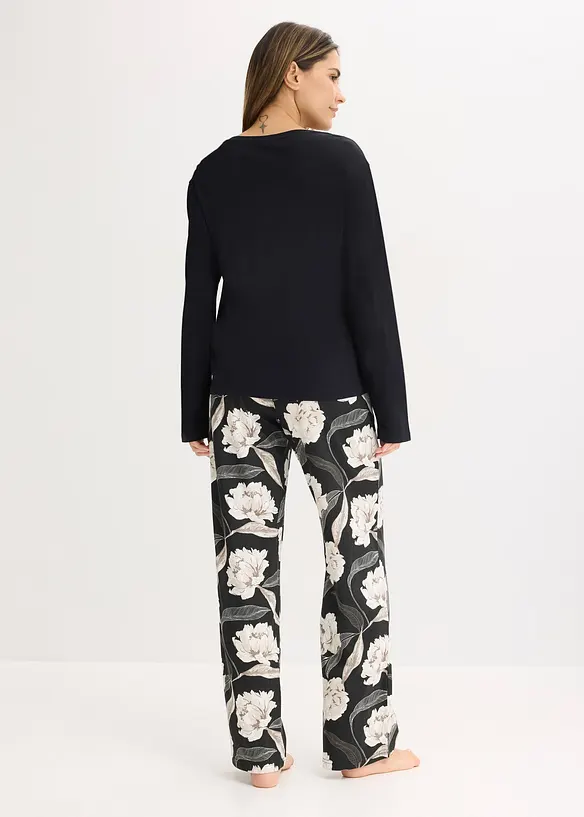 Pyžamo s visk&oacute;zou a &scaron;irok&yacute;mi nohavicemi, bonprix