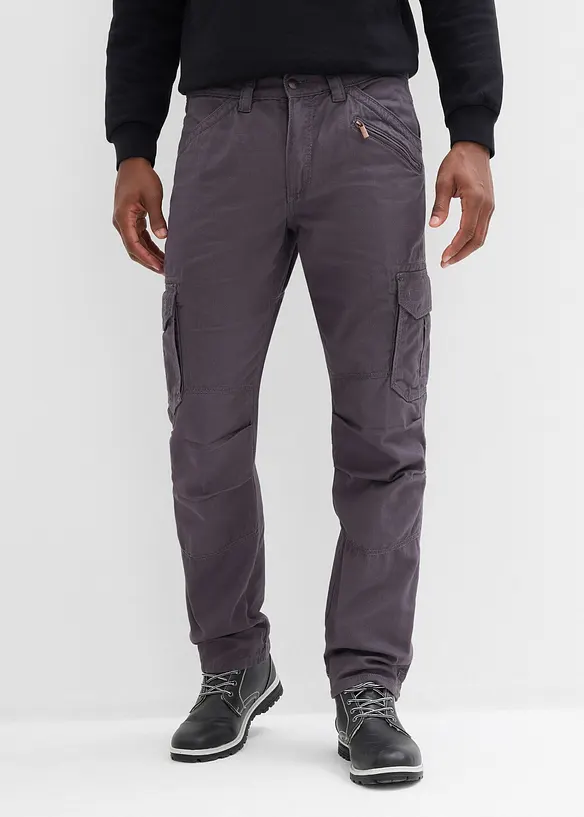 Cargo kalhoty z robustn&iacute; čist&eacute; bavlny, Relaxed Fit, Straight, bonprix