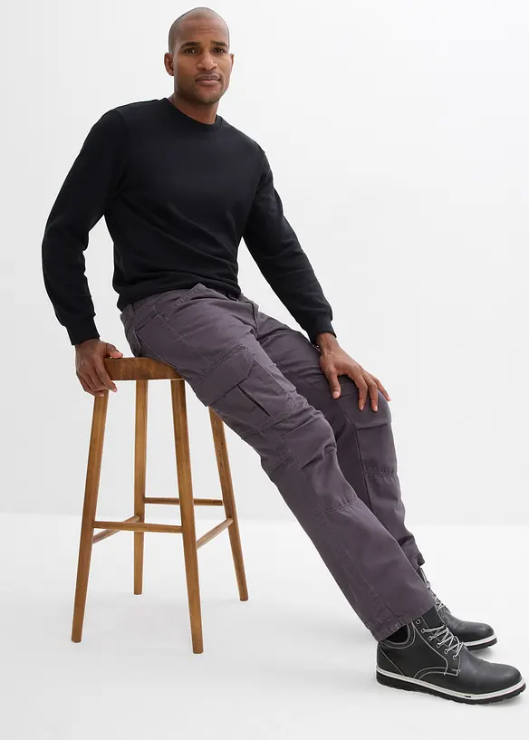 Cargo kalhoty z robustn&iacute; čist&eacute; bavlny, Relaxed Fit, Straight, bonprix