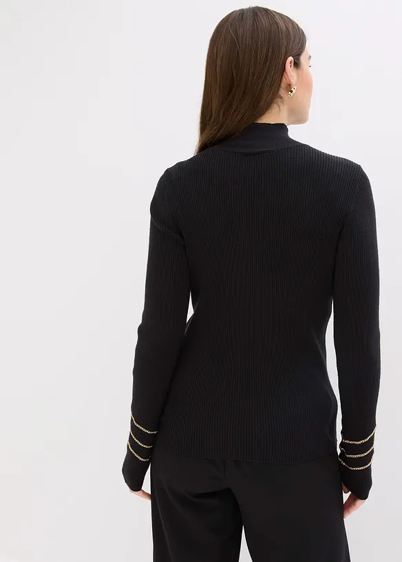 Svetr z jemn&eacute; pleteniny, se zlat&yacute;mi řet&iacute;zky, bonprix