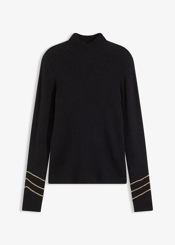 Svetr z jemn&eacute; pleteniny, se zlat&yacute;mi řet&iacute;zky, bonprix