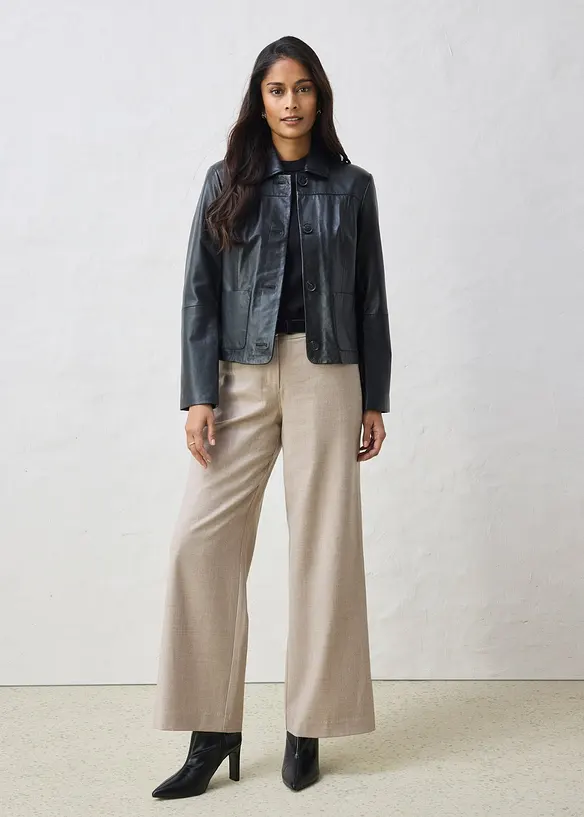 Kr&aacute;tk&aacute; kožen&aacute; bunda z nappa jehnětiny, bonprix