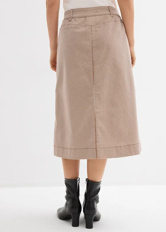 Proužkovan&aacute; midi sukně s knofl&iacute;kovou li&scaron;tou, bonprix