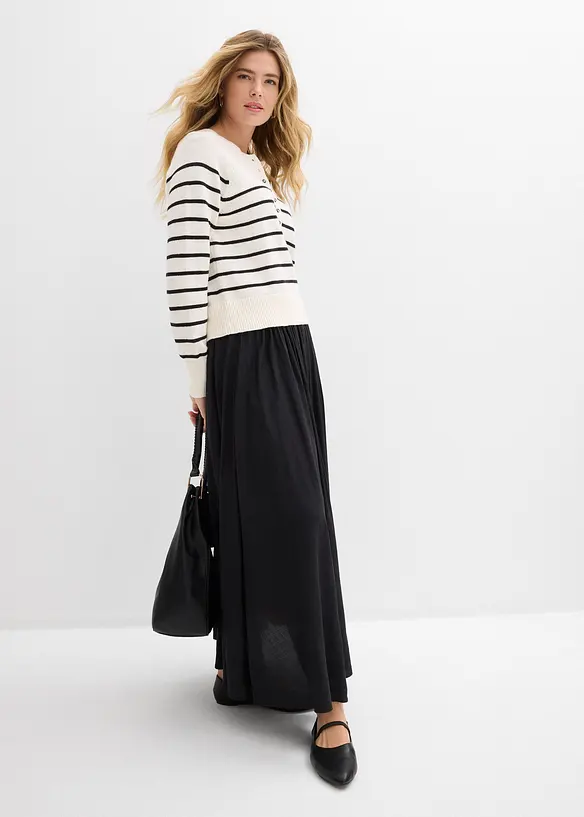 Maxi sukně ze spl&yacute;vav&eacute; visk&oacute;zov&eacute; směsi, bonprix
