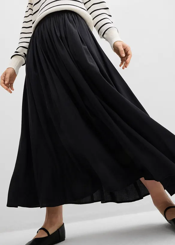 Maxi sukně ze spl&yacute;vav&eacute; visk&oacute;zov&eacute; směsi, bonprix