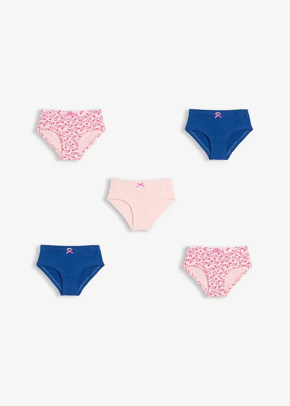 Bokov&eacute; kalhotky s měkkou bavlnou a malou sat&eacute;novou ma&scaron;ličkou (5 ks v balen&iacute;), bonprix