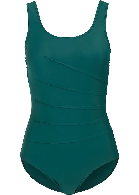 Stahovac&iacute; jednod&iacute;ln&eacute; plavky, lehk&yacute; tvaruj&iacute;c&iacute; efekt, s ozdobn&yacute;mi sklady, bonprix