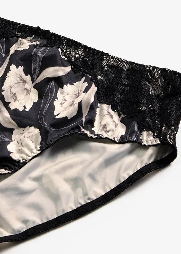 Maxikalhotky s leskl&yacute;m efektem a krajkov&yacute;mi detaily, bonprix