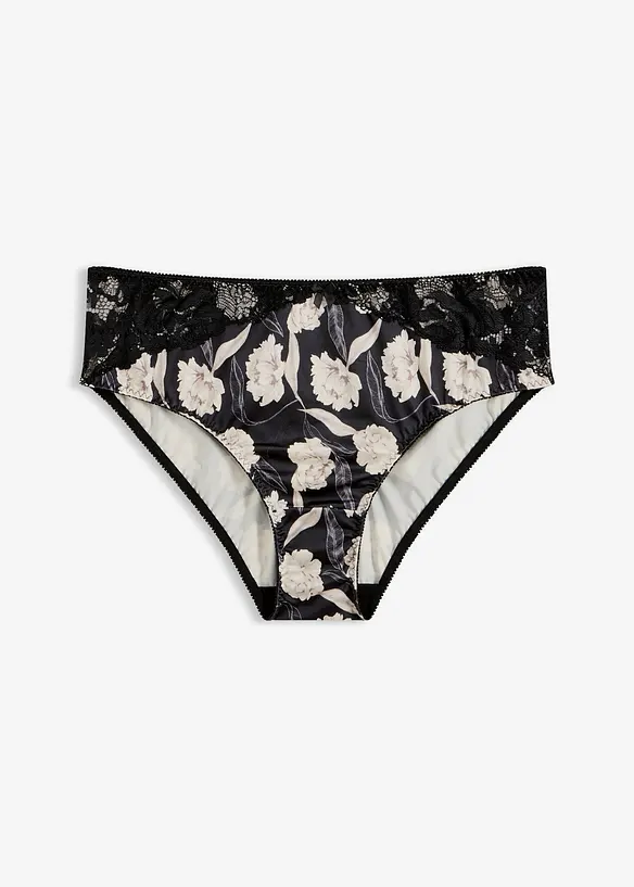 Maxikalhotky s leskl&yacute;m efektem a krajkov&yacute;mi detaily, bonprix