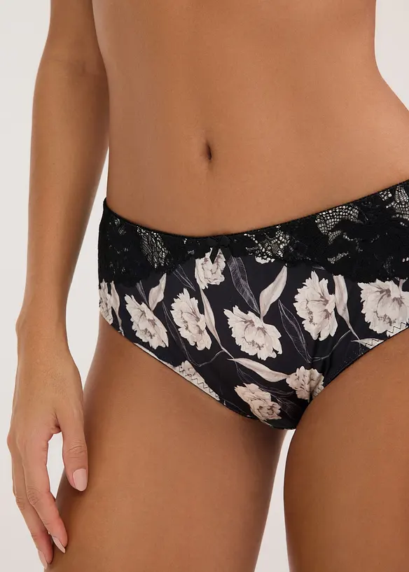 Maxikalhotky s leskl&yacute;m efektem a krajkov&yacute;mi detaily, bonprix