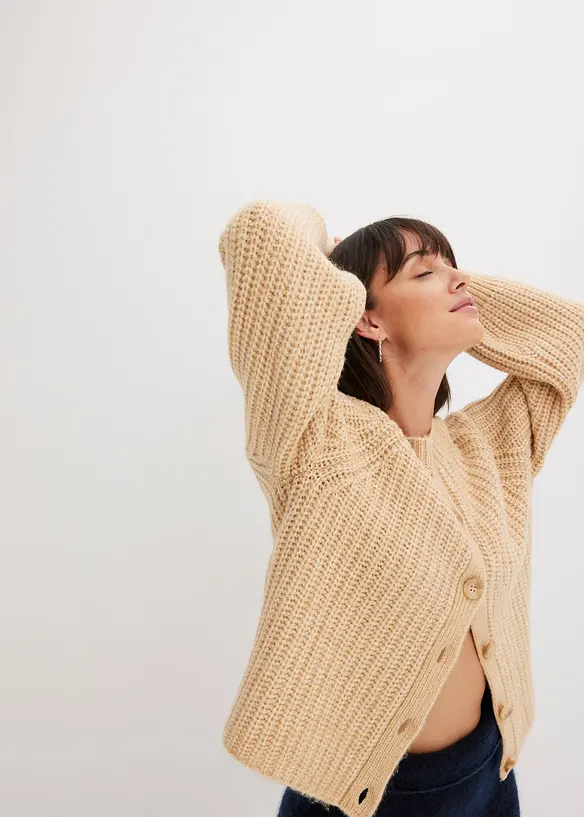 Oversized pleten&yacute; kab&aacute;tek, bonprix