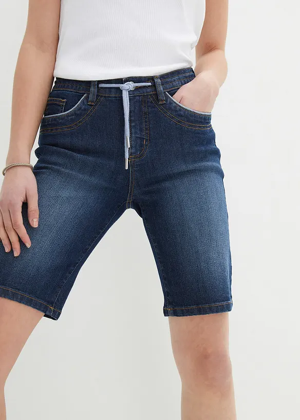 Dž&iacute;nov&eacute; bermudy Slim Fit Mid Waist, bonprix