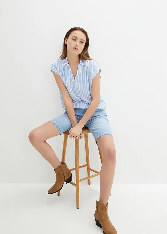 Dž&iacute;nov&eacute; bermudy Slim Fit Mid Waist, bonprix