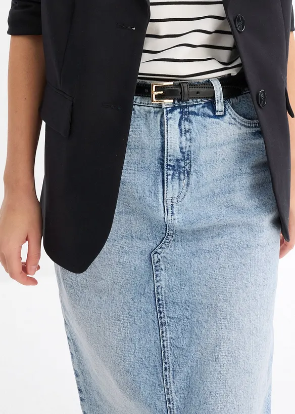 Dž&iacute;nov&aacute; sukně v d&eacute;lce midi, bonprix