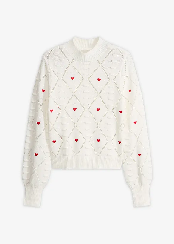 Ažurov&yacute; svetr z bavlněn&eacute; směsi, bonprix