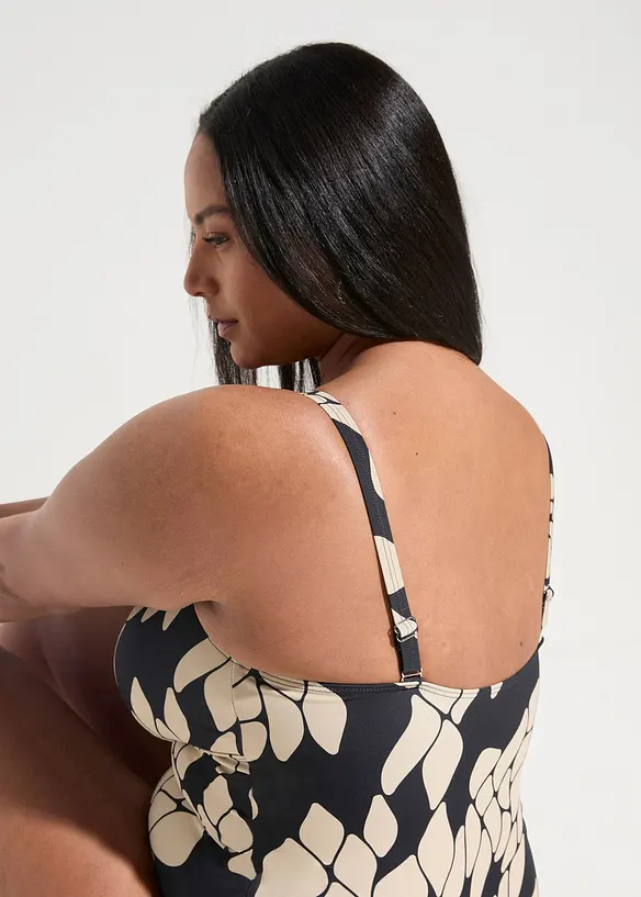 Stahovac&iacute; jednod&iacute;ln&eacute; plavky, středn&iacute; tvaruj&iacute;c&iacute; efekt, s v&yacute;střihem do V, bonprix