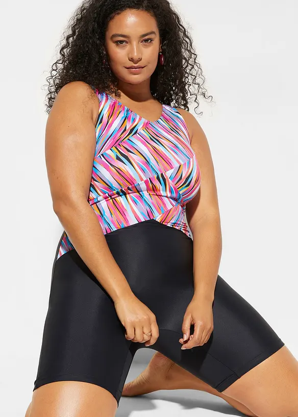 Jednod&iacute;ln&eacute; stahovac&iacute; plavky s nohavičkami, lehk&yacute; tvaruj&iacute;c&iacute; efekt, bonprix