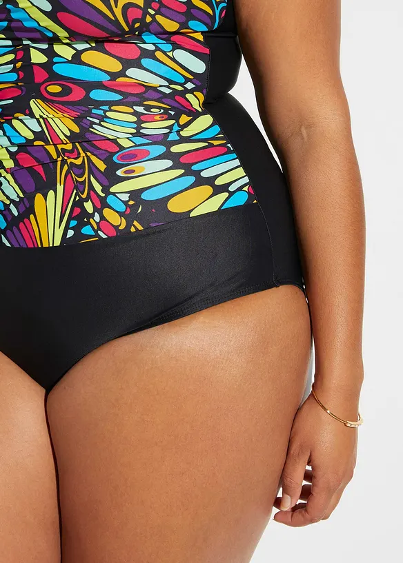 Stahovac&iacute; jednod&iacute;ln&eacute; plavky, středn&iacute; tvaruj&iacute;c&iacute; efekt, s r&yacute;&scaron;ky, bonprix