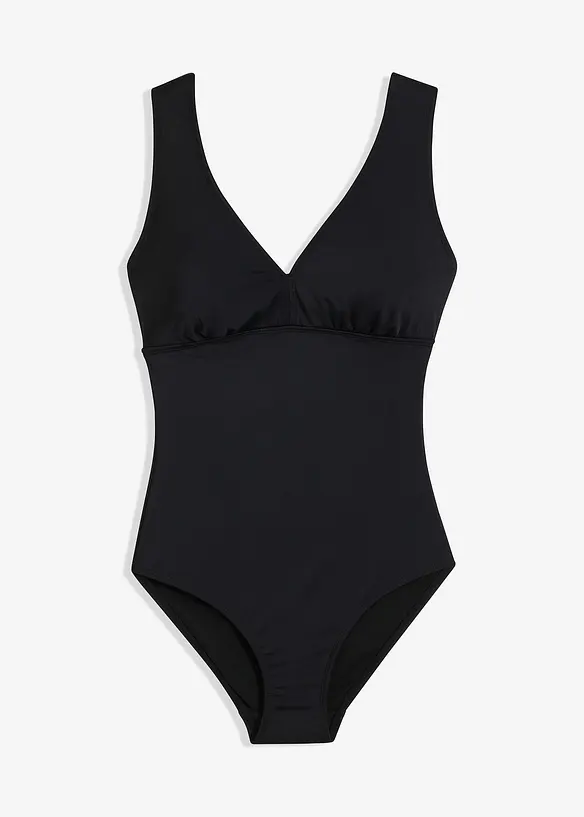 Stahovac&iacute; jednod&iacute;ln&eacute; plavky s v&yacute;střihem do V, středn&iacute; tvaruj&iacute;c&iacute; efekt, bonprix