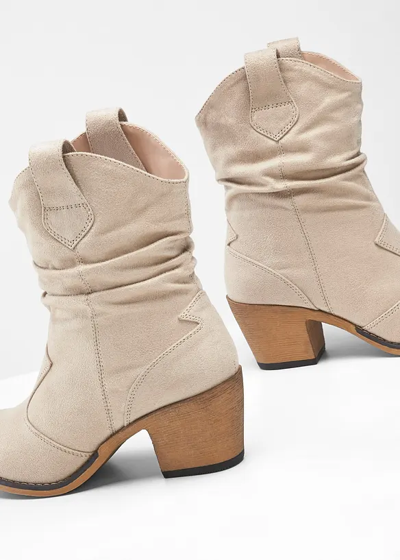 Kovbojsk&aacute; kotn&iacute;kov&aacute; obuv s nařasen&iacute;m, bonprix