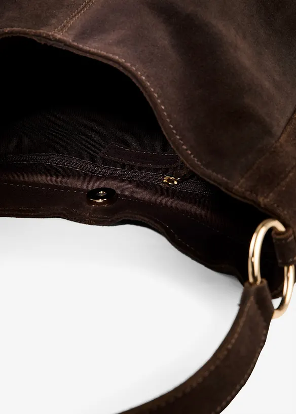 Kabelka z velurov&eacute; kůže, s dekorativn&iacute;m n&aacute;hradn&iacute;m řem&iacute;nkem, bonprix