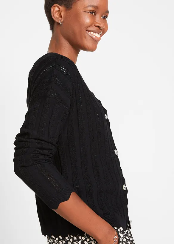 Kr&aacute;tk&yacute; ažurov&yacute; pleten&yacute; kab&aacute;tek, bonprix