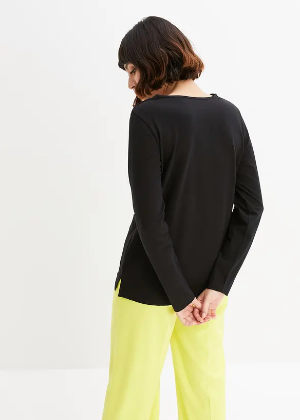 Triko s dlouh&yacute;m ruk&aacute;vem a kroužky, bonprix