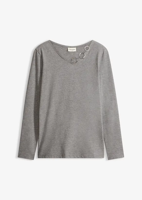 Triko s dlouh&yacute;m ruk&aacute;vem a kroužky, bonprix