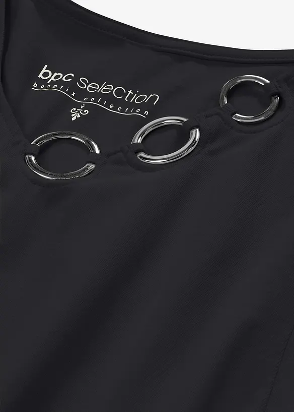 Triko s dlouh&yacute;m ruk&aacute;vem a kroužky, bonprix