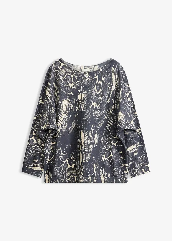 Svetr s netop&yacute;ř&iacute;mi ruk&aacute;vy a had&iacute;m potiskem, bonprix