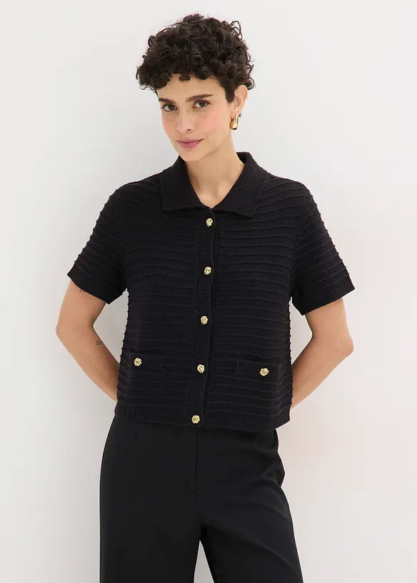 Pleten&yacute; kab&aacute;tek s ozdobn&yacute;mi knofl&iacute;ky, bonprix