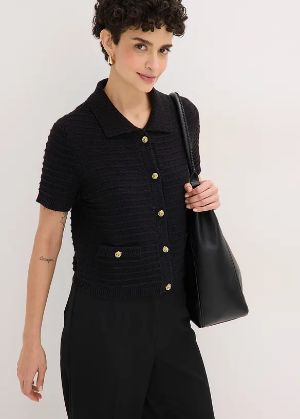 Pleten&yacute; kab&aacute;tek s ozdobn&yacute;mi knofl&iacute;ky, bonprix